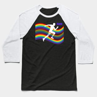 Silhouette white sprint on rainbow Baseball T-Shirt